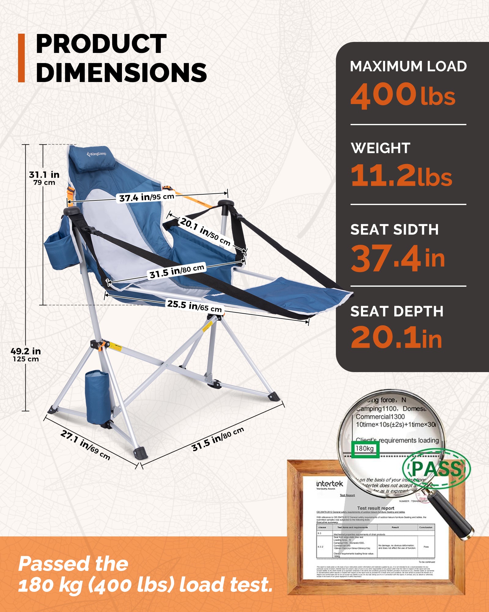 KingCamp Orchid C20 Mesh Back Hammock Chair with Footrest