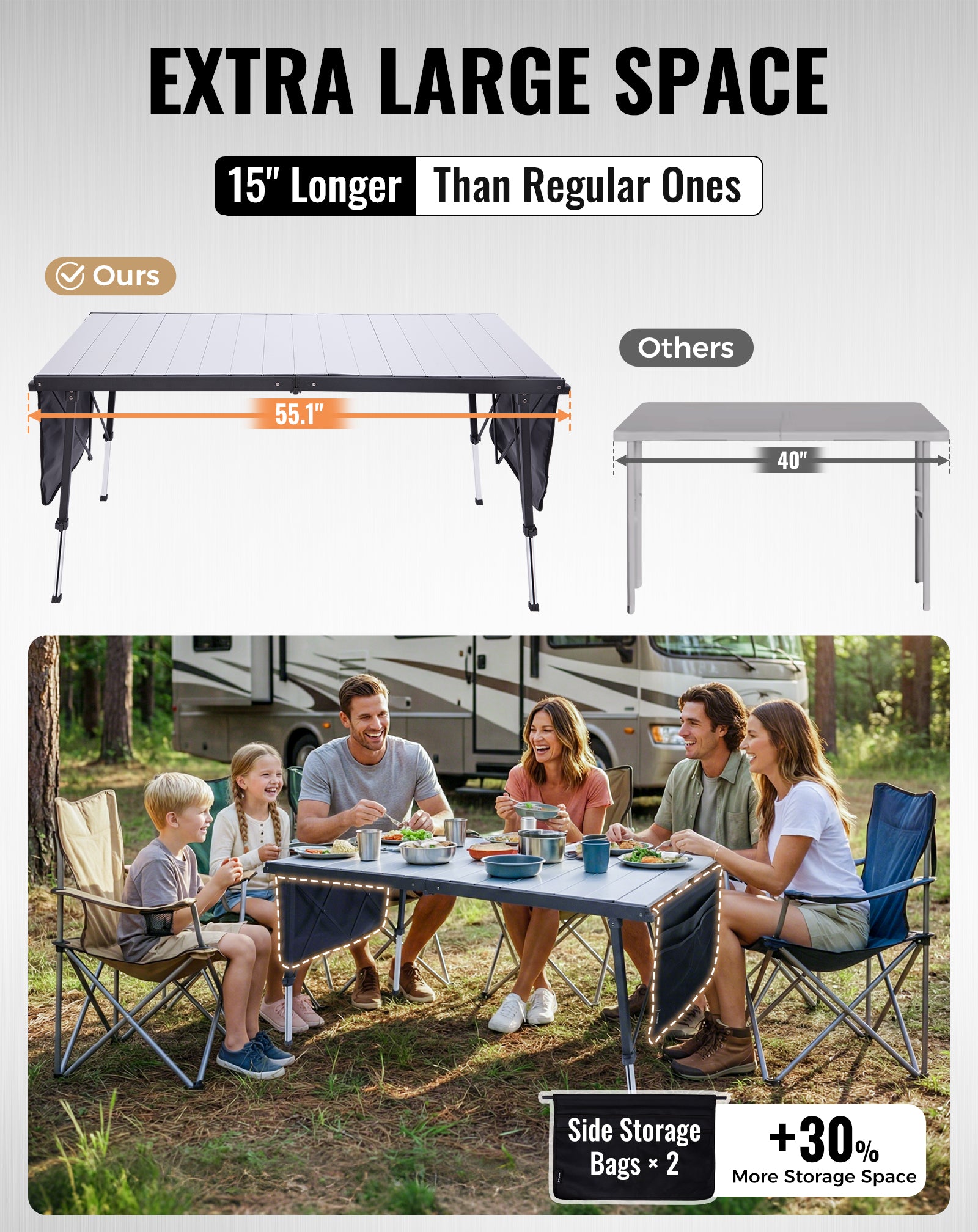 KingCamp GRANITE Adjustable Aluminum Table with Carrying Bag