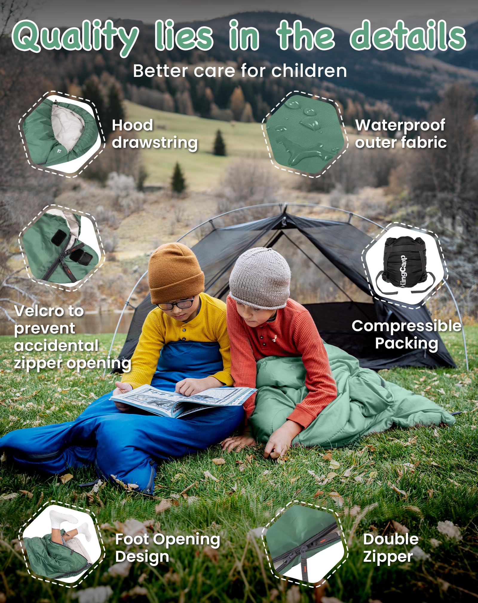 KingCamp Oasis 250S+ Kids Flannel Sleeping Bag