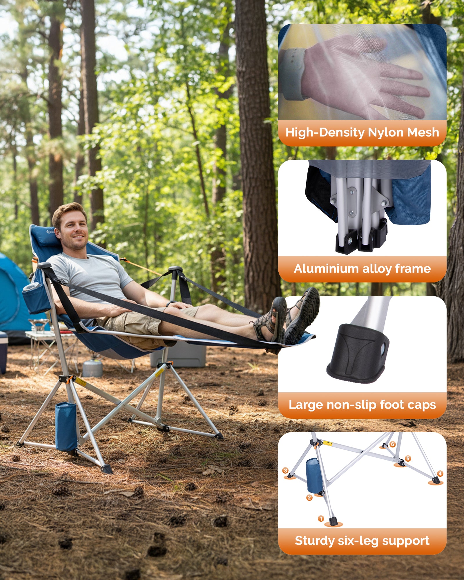 KingCamp Orchid C20 Mesh Back Hammock Chair with Footrest