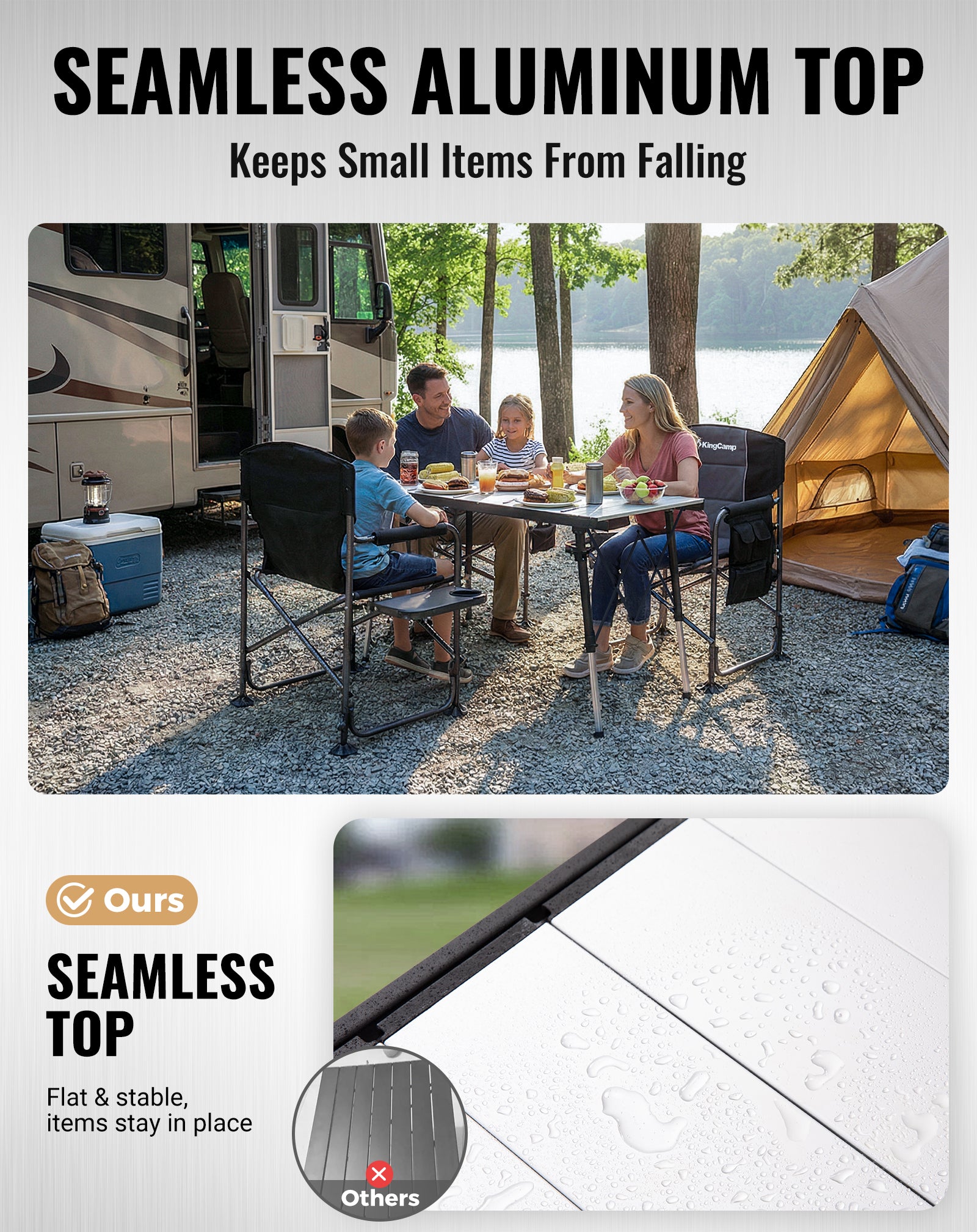 KingCamp GRANITE Adjustable Aluminum Table with Carrying Bag