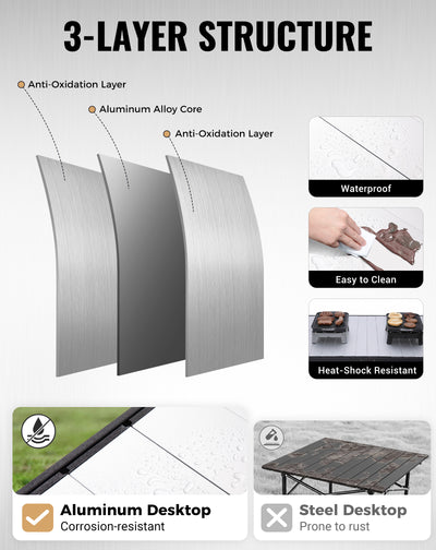KingCamp GRANITE Adjustable Aluminum Table with Carrying Bag