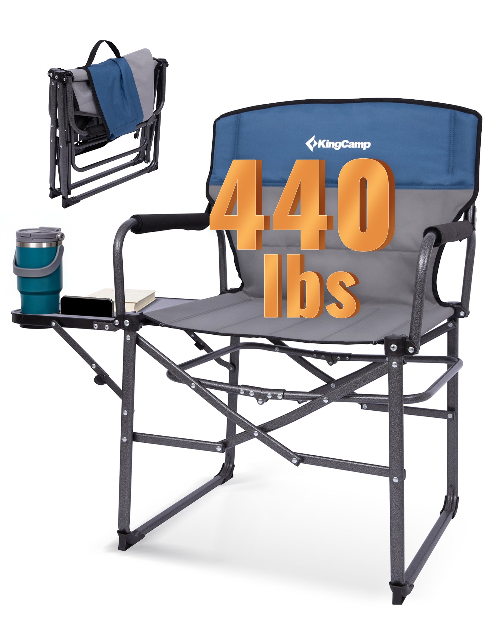 KingCamp Oversized Director Chair with Side Table | Heavy-Duty and