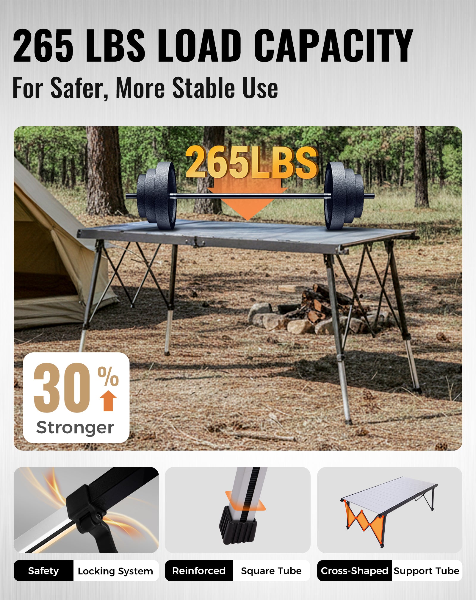 KingCamp GRANITE Adjustable Aluminum Table with Carrying Bag