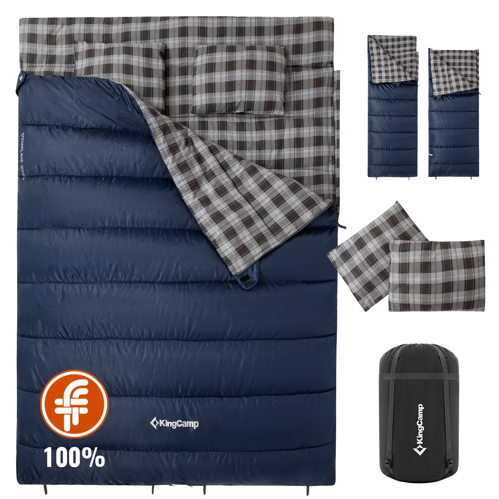 KingCamp SNOWFLAKE 300 Flannel Double Sleeping Bag