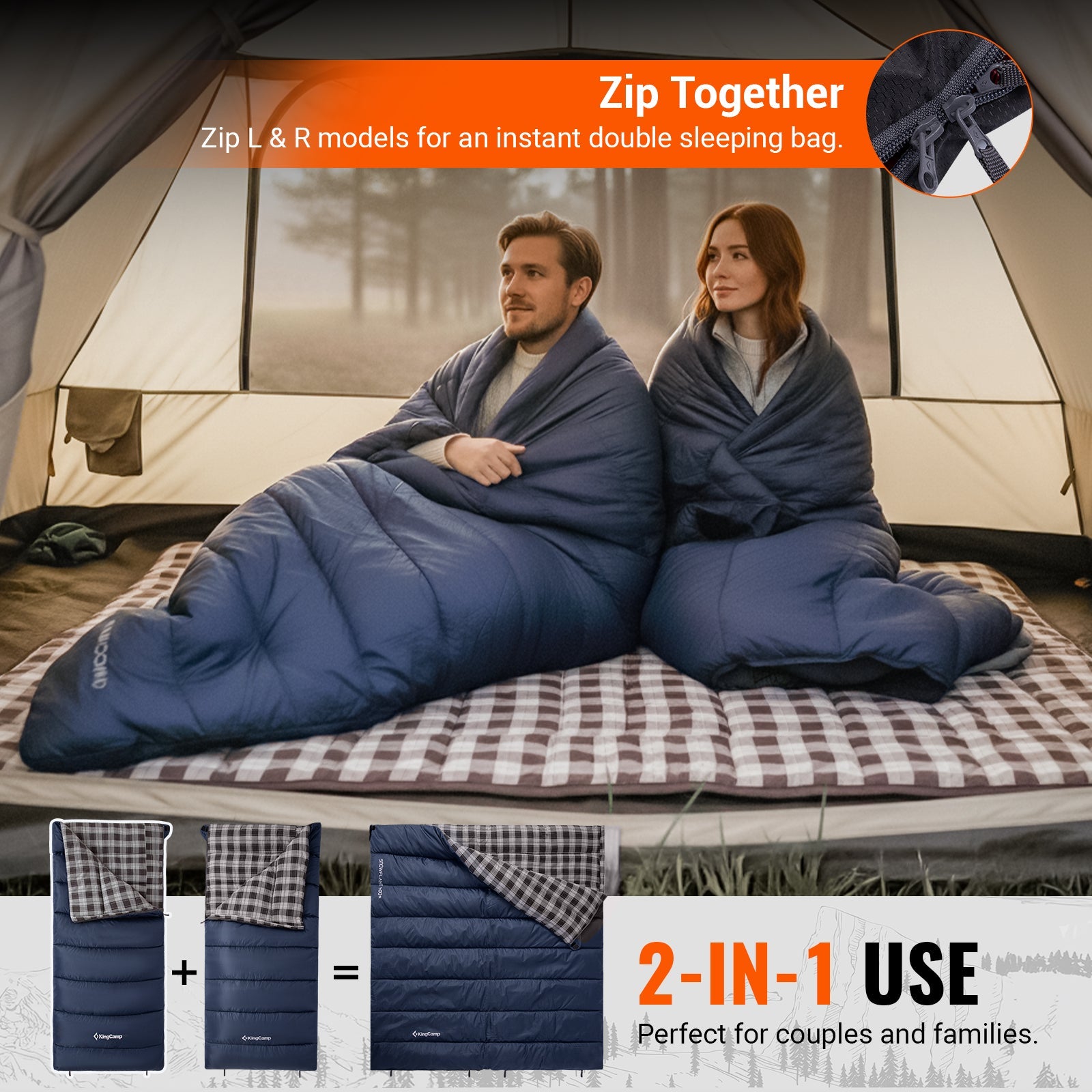 KingCamp SNOWFLAKE 400 Flannel Single Sleeping Bag