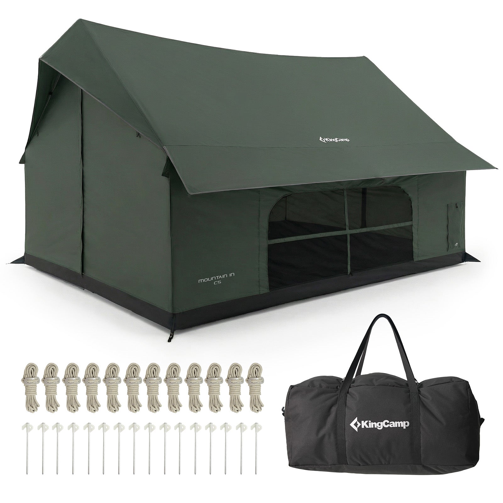 KingCamp MOUNTAIN IN C5 5-Person Cabin Tent with Stove Jack & AC