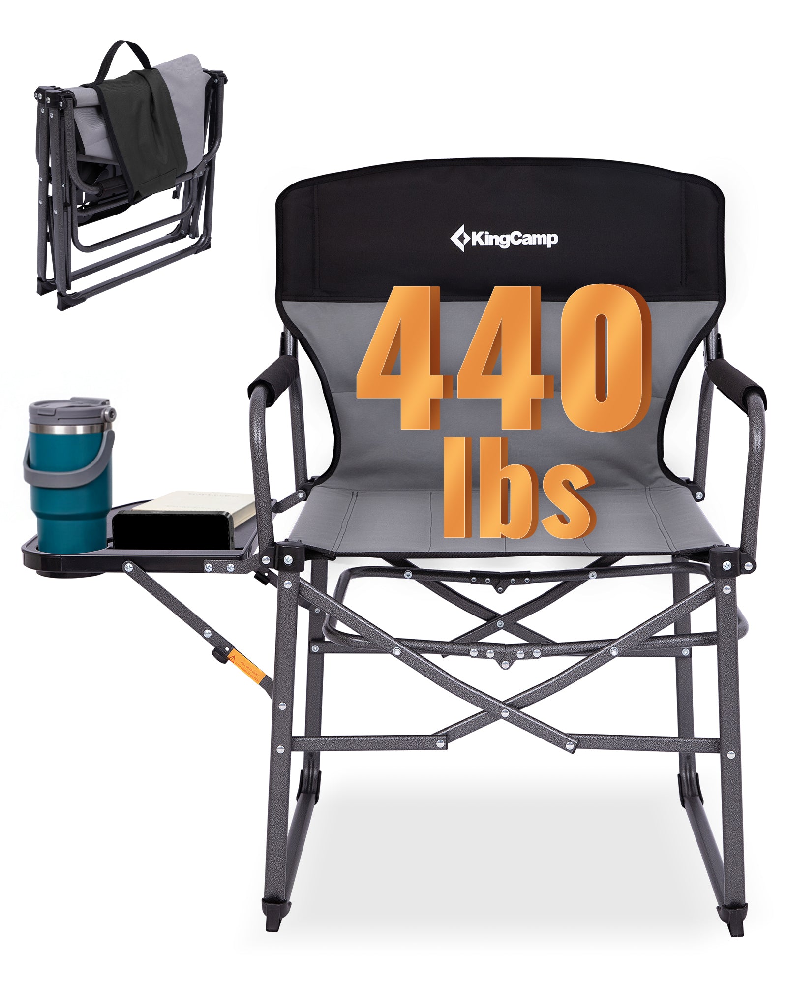 KingCamp Oversized Director Chair with Side Table | Heavy-Duty and