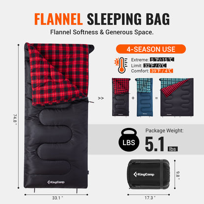 KingCamp Cotton Flannel 3 Season Sleeping Bags