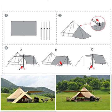 tarp tipi tent KingCamp KHAN PLUS Camping Tent Tarp Shelter – KingCamp Outdoors