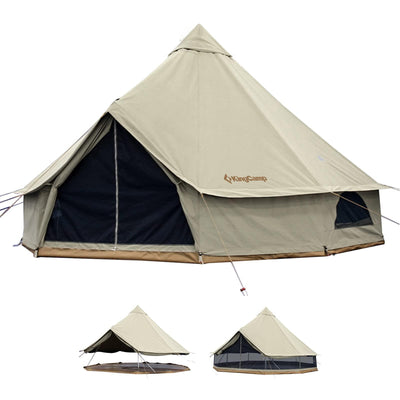 KingCamp 4-Season Khan 340GSM TC Canvas Bell Tent-13ft/16.4ft