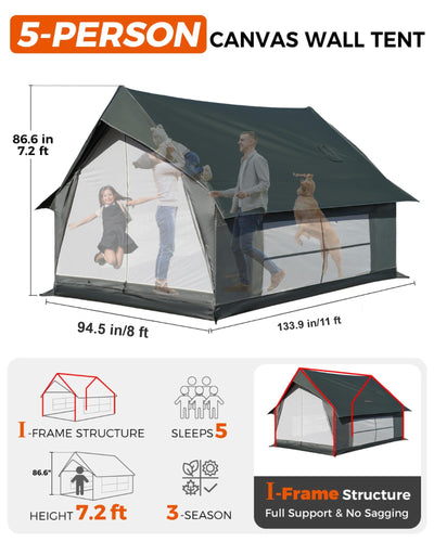 KingCamp MOUNTAIN IN C2 Cabin Tent with Stove Jack