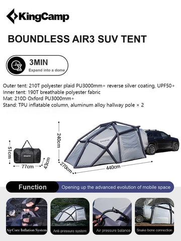 air tent 3 man KingCamp BOUNDLESS AIR3 Inflatable SUV Tent – KingCamp Outdoors