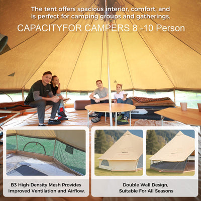 KingCamp KHAN 340GSM TC Canvas 4-Season Bell Tent