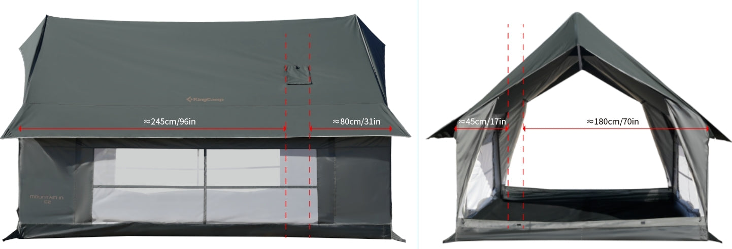 KingCamp MOUNTAIN IN C2 Cabin Tent with Stove Jack
