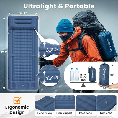 KingCamp DELUXE 12 Air Mattress with Built-in Foot Pump