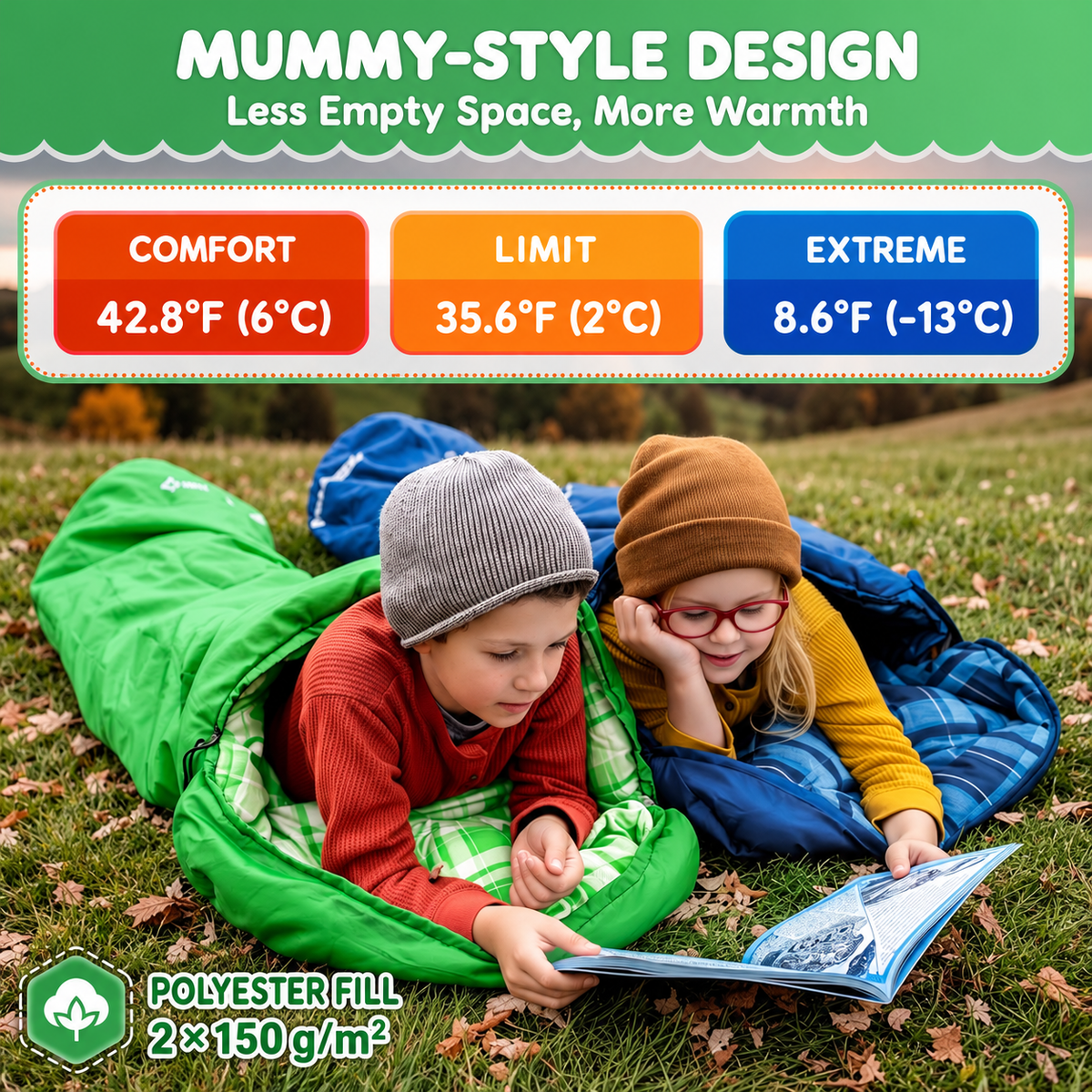 KingCamp Treck 300S+ Kid’s Mummy Sleeping Bag