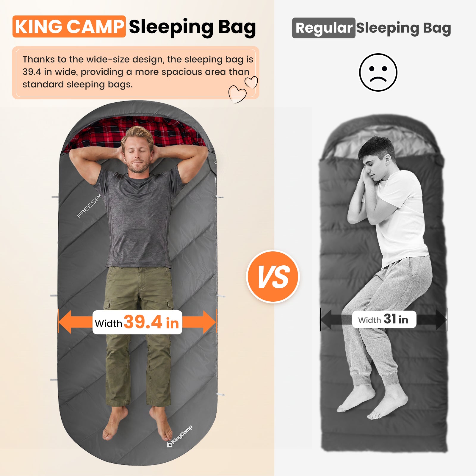 KingCamp Plus Size 3-4 Season Sleeping Bag