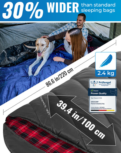 KingCamp 350g Filling Plus Size 3-4 Season Black Sleeping Bag