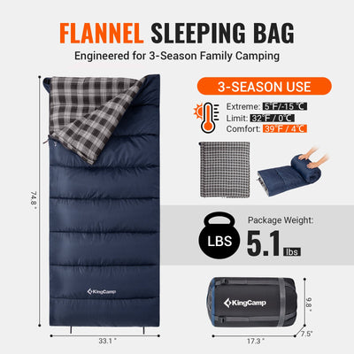 KingCamp SNOWFLAKE 400 Flannel Single Sleeping Bag