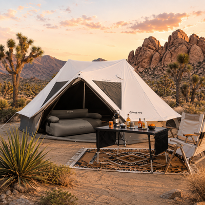 KingCamp KHAN PALACE Glamping Tent Kit with Inflatable Sofa & Table Bundle