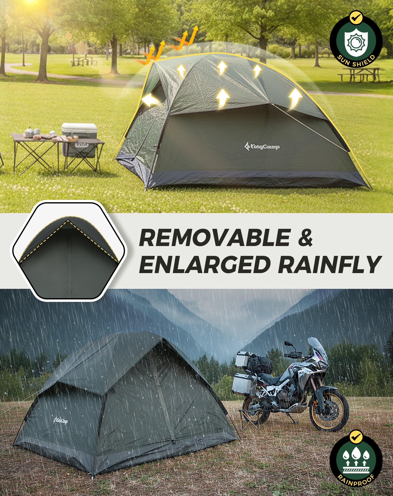 KingCamp 2-Person Lightweight Backpacking Tent | PU 3000mm