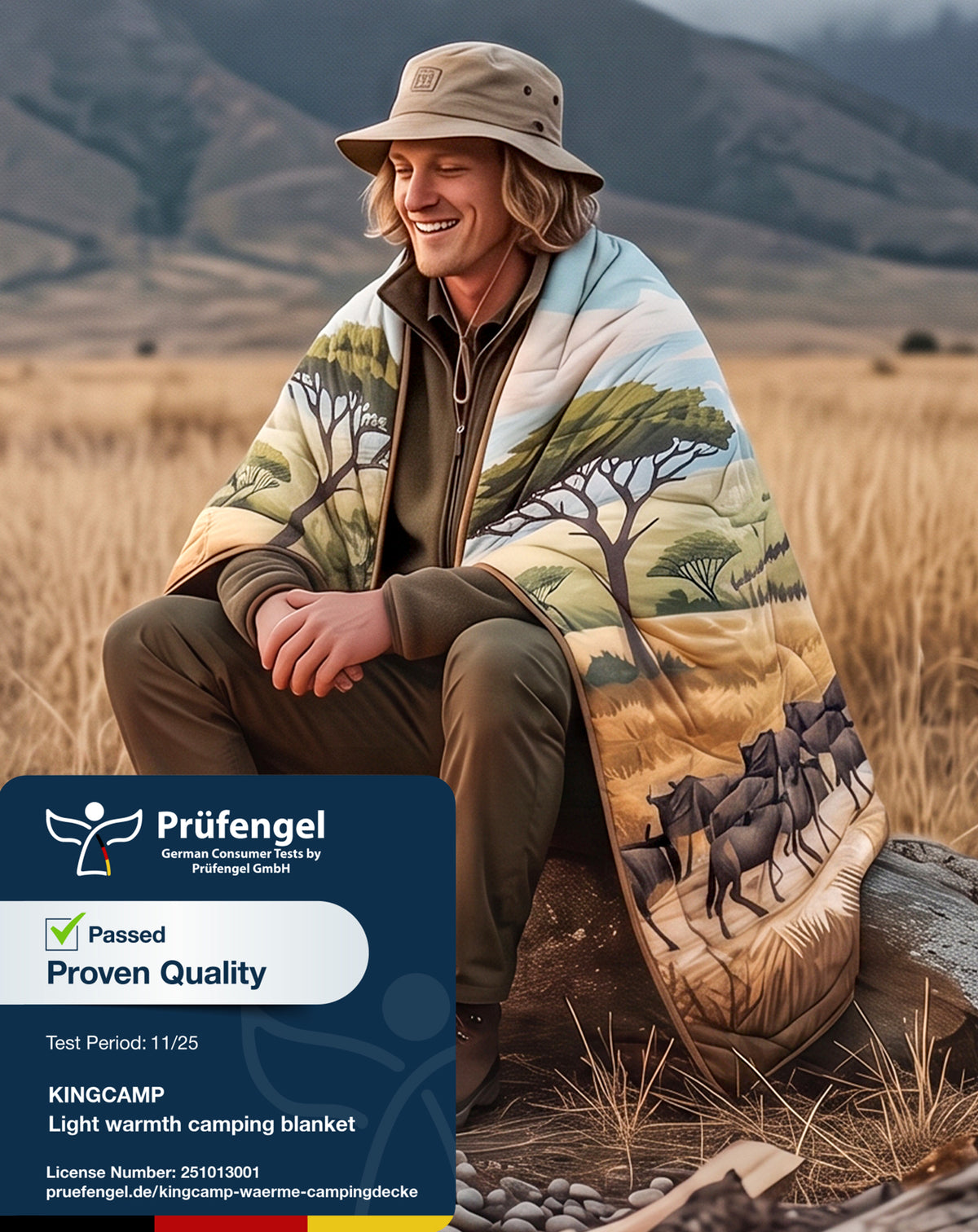 KingCamp SMART 150 XL Lightweight Camping Blanket – Prism / Canoe / Savan
