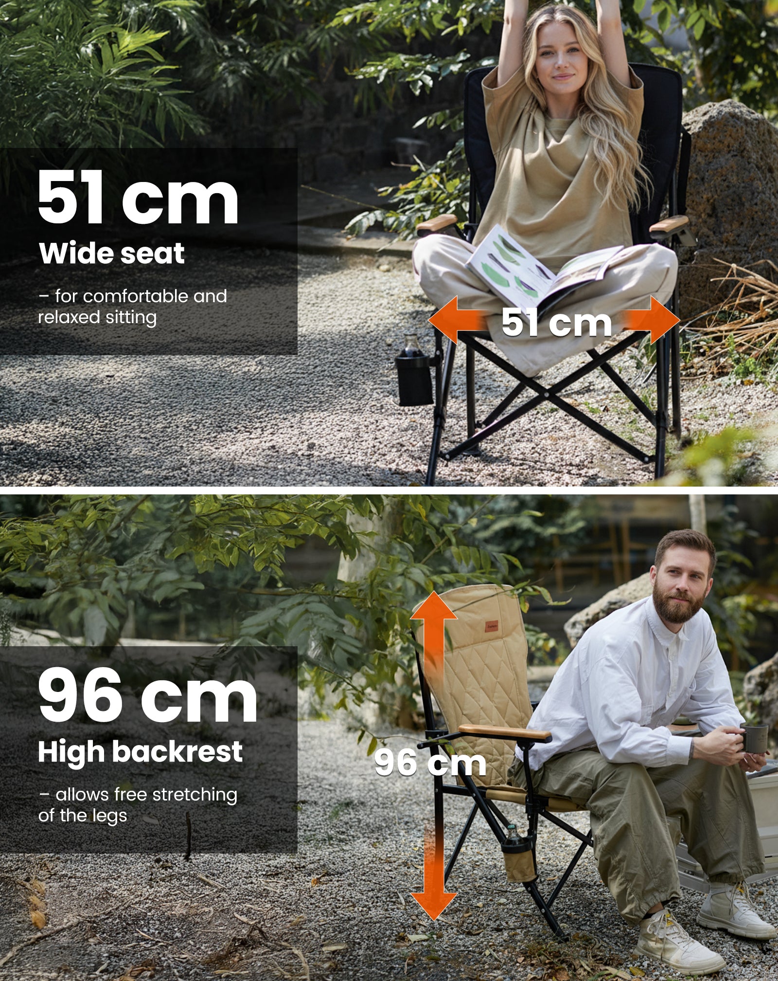 KingCamp GUAVA Padded High Back Folding Chair