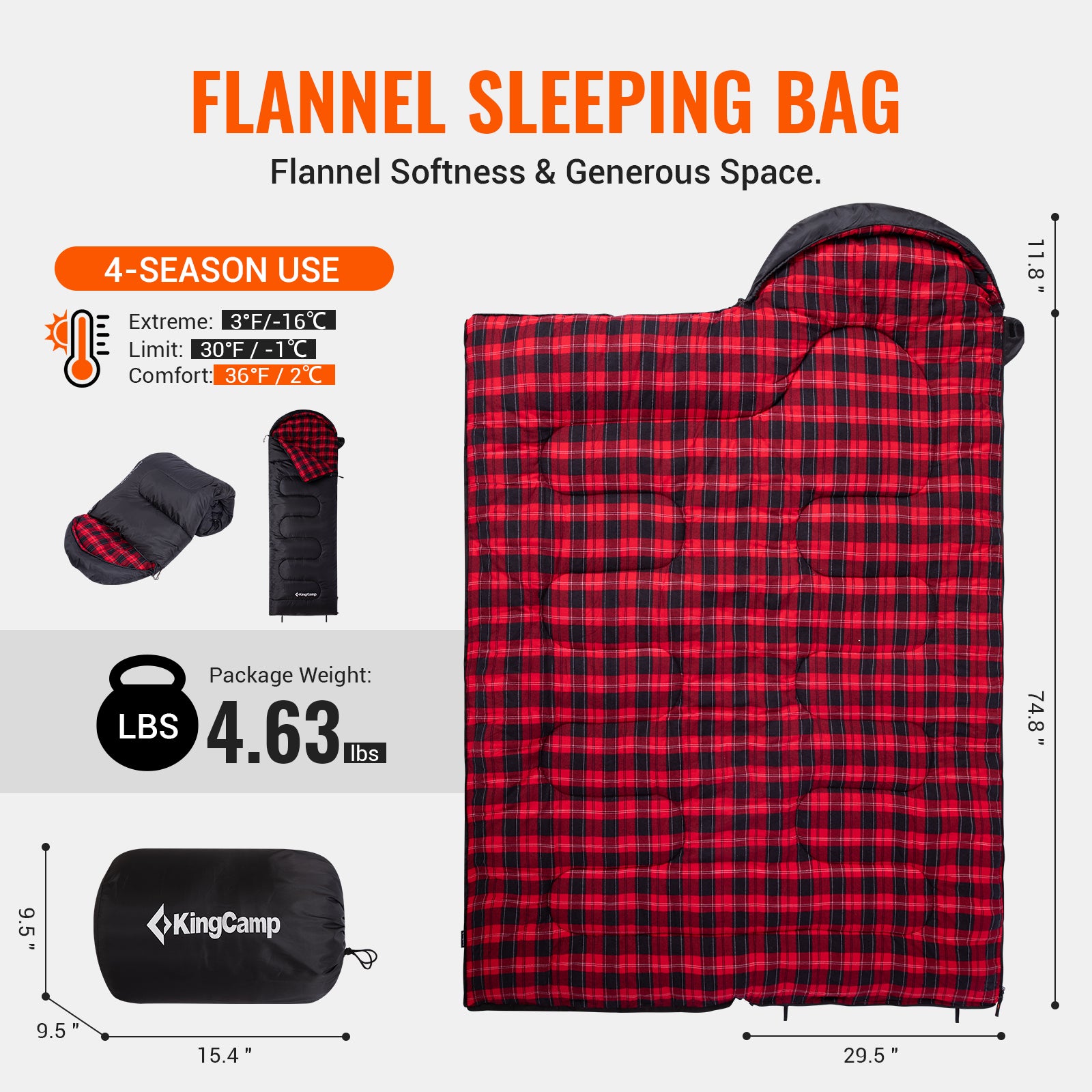 KingCamp Oasis C 450 Flannel Sleeping Bag
