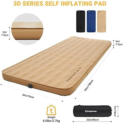 KingCamp PREMIUM 3D 7.5 Self-Inflating Double/Single Sleeping Mattress