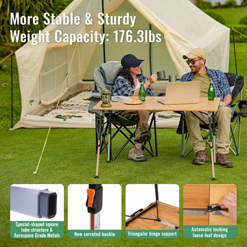 KingCamp BAMBOO Folding Camping Table Pro 80*60