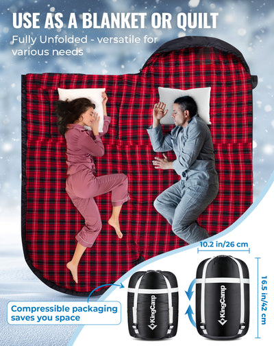 KingCamp 350g Filling Plus Size 3-4 Season Black Sleeping Bag