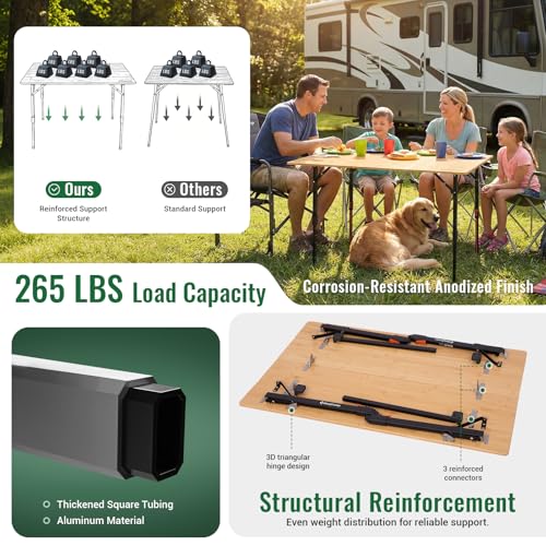 KingCamp BamAura 10065 Bamboo Folding Table 40x26 | Eco-Friendly