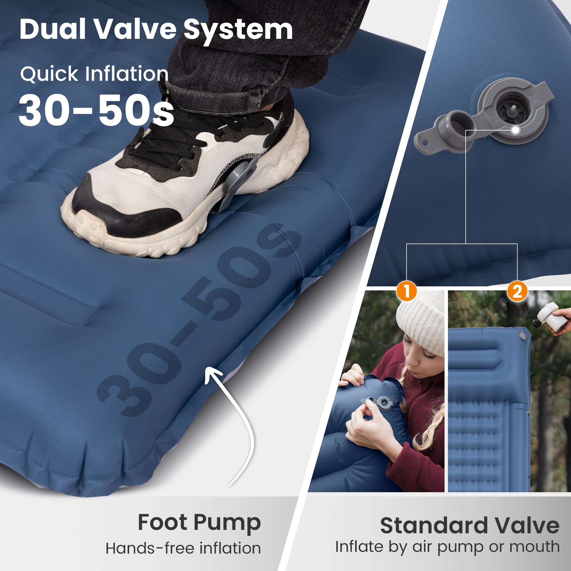 KingCamp DELUXE 12 Air Mattress with Built-in Foot Pump