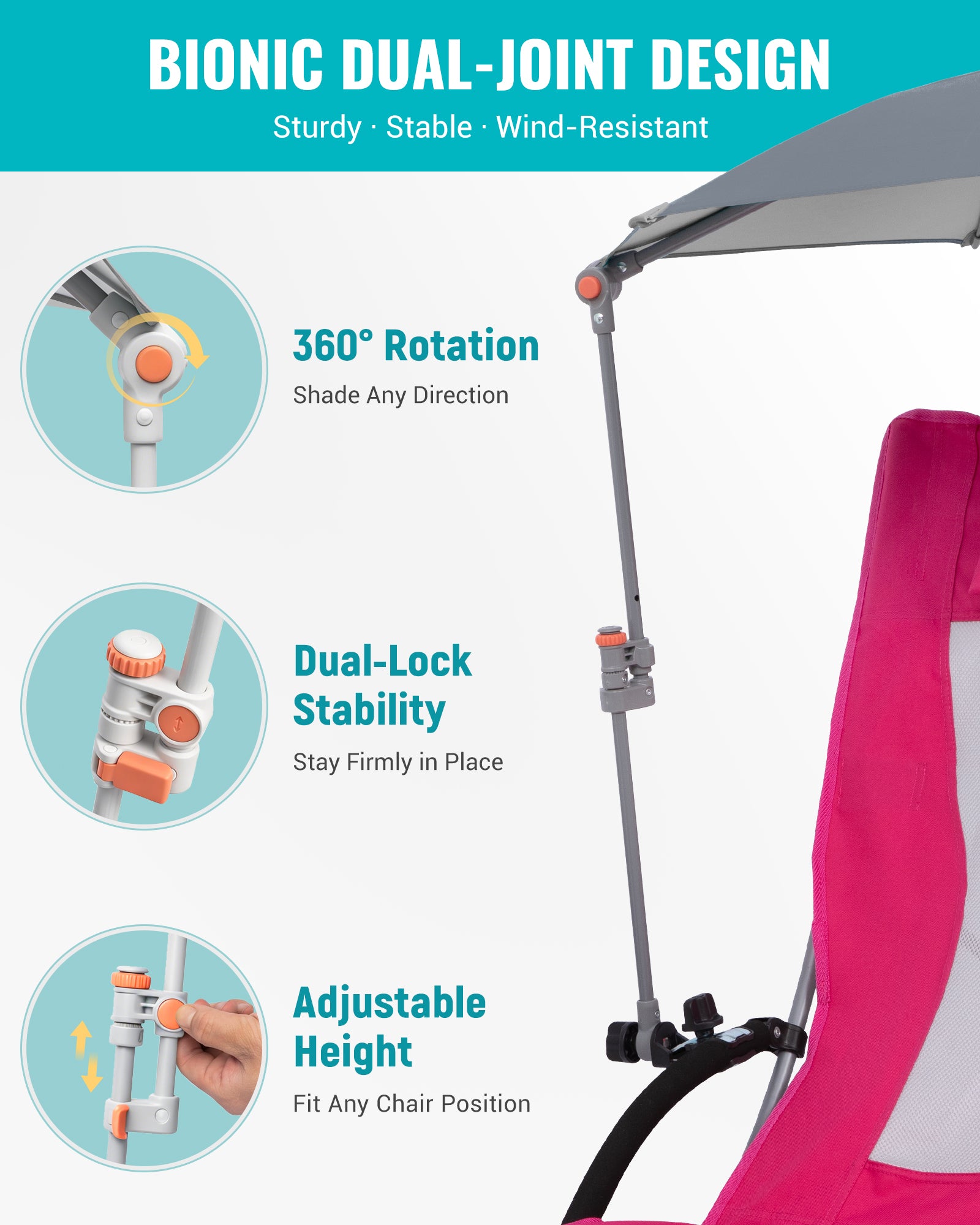 HoverShade Portable 360° Adjustable Clip-on Umbrella