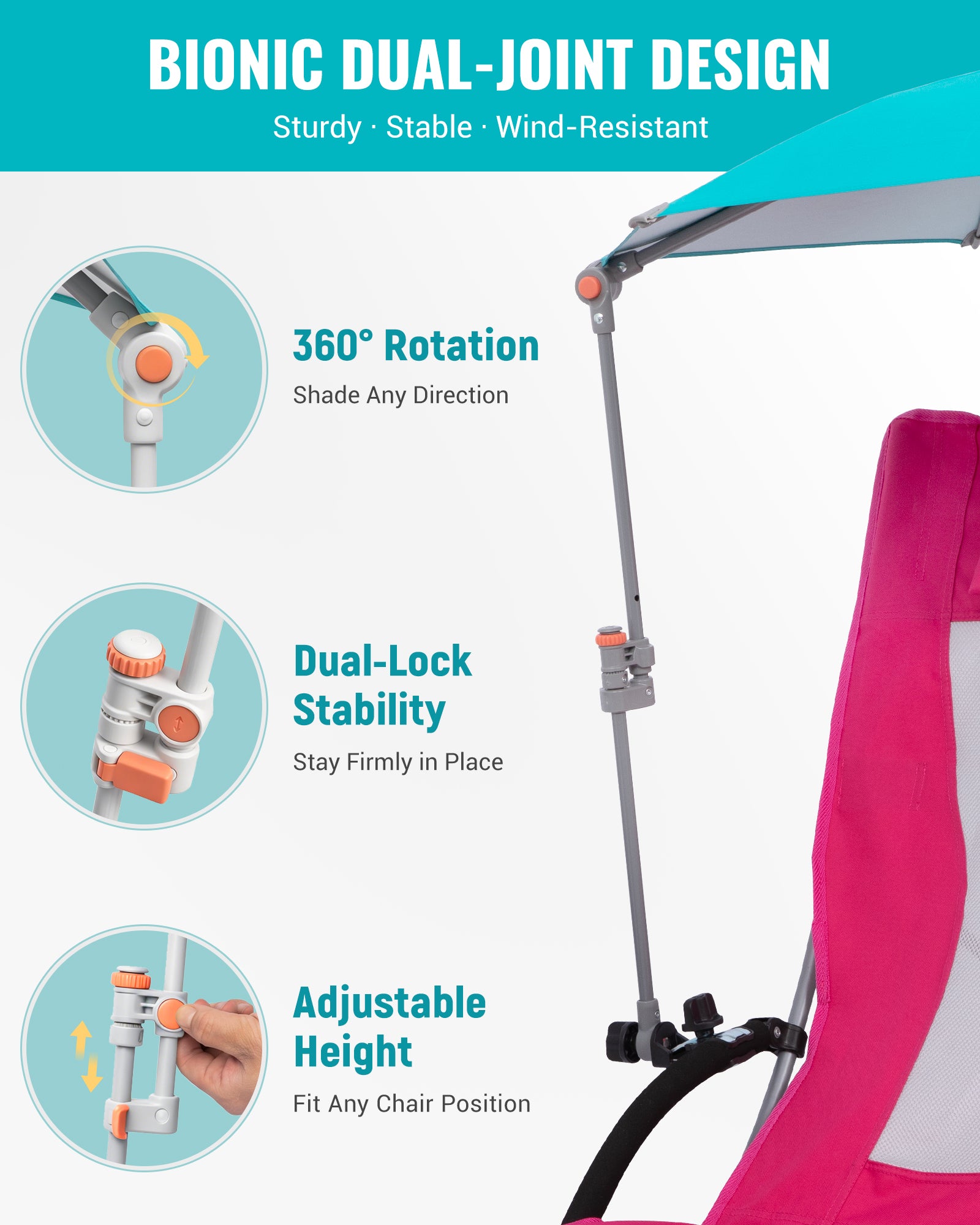 HoverShade Portable 360° Adjustable Clip-on Umbrella