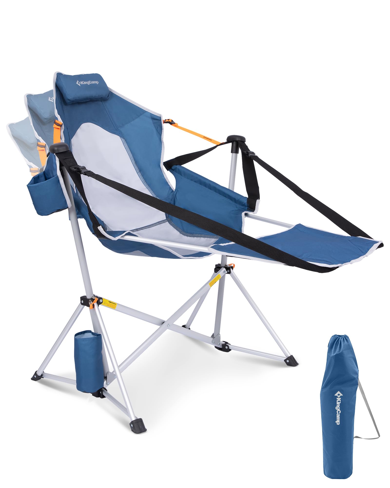 KingCamp Orchid C20 Mesh Back Hammock Chair with Footrest - DARKBLUE/GREY