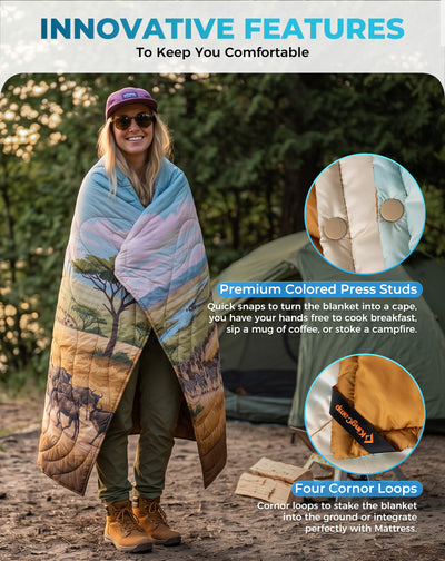 KingCamp SMART 150 XL Lightweight Camping Blanket – Prism / Canoe / Savan