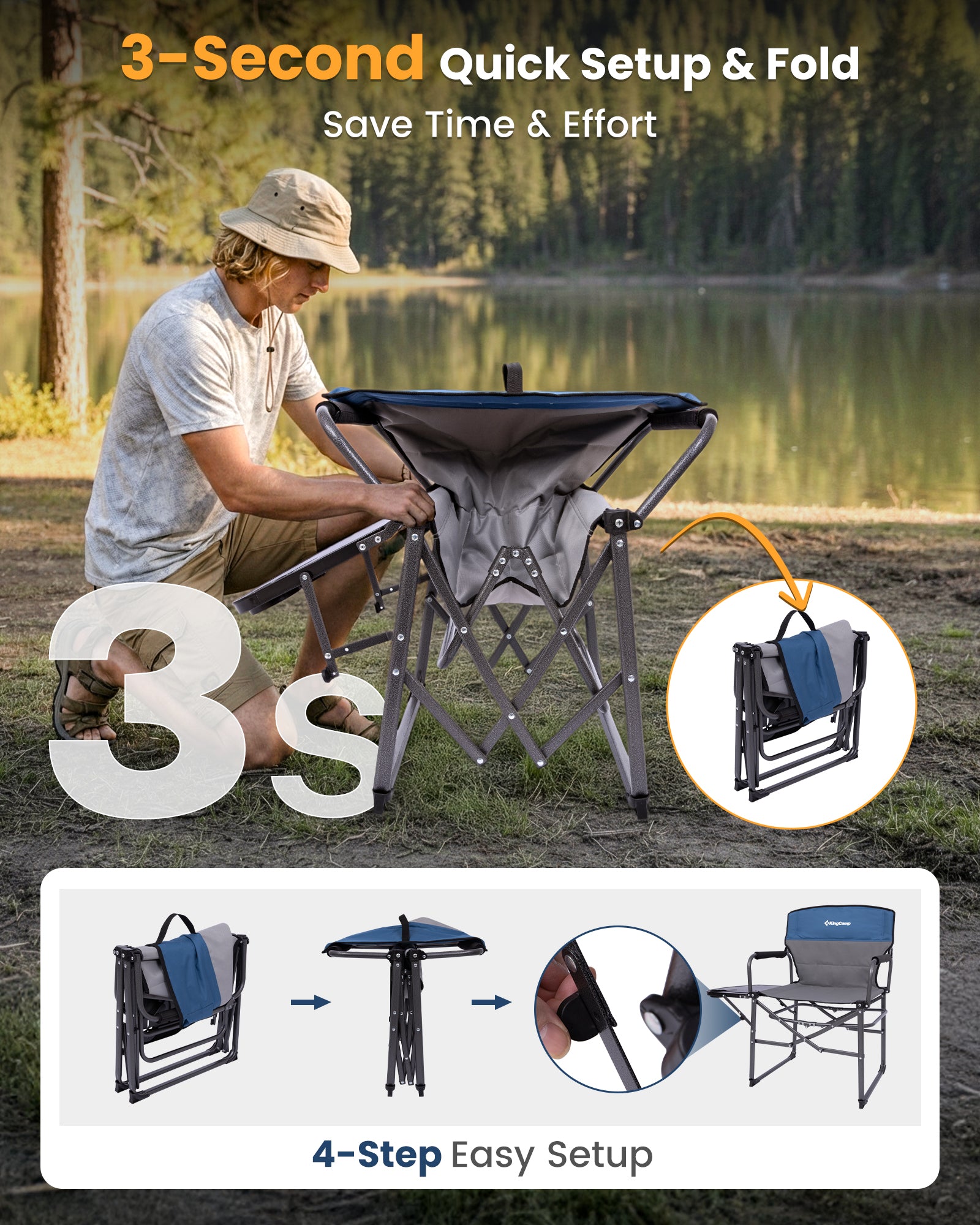 KingCamp Oversized Director Chair With Side Table