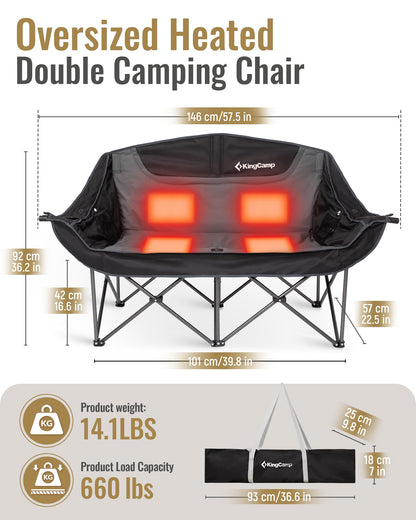 KingCamp CANNA C20 PLUS Heated Double Seat Sofa Chair
