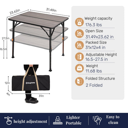 KingCamp GRANITE P8060 Folding Fiberglass Camping Table