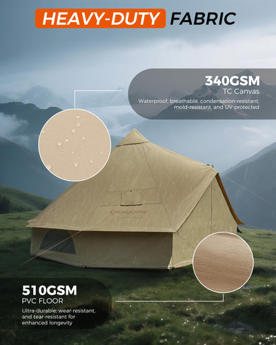 KingCamp KHAN 340GSM TC Canvas 4-Season Bell Tent