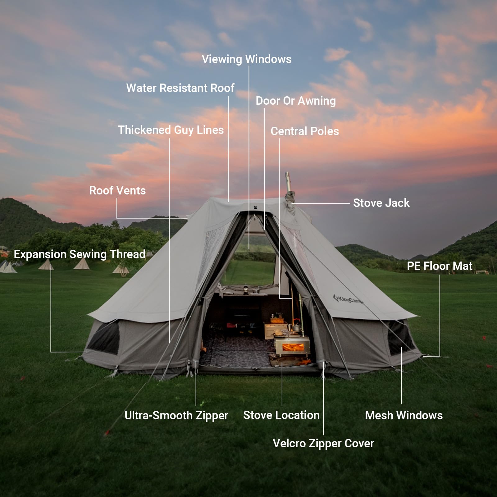 KingCamp Khan Camping Tarp 4,2 x 4,1 m waterdicht, campingtentzeil, anti- sneeuw, regen, zonwering, voor wandelen, outdoor reizen, groen KingCamp Khan Camping Tarp 4,2 x 4,1 m waterdicht, campingtentzeil, anti- sneeuw, regen, zonwering, voor wandelen, outdoor reizen, groen