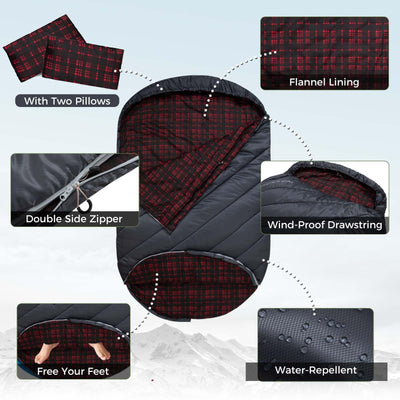 KingCamp FREESPACE 250D Flannel Lined Double Sleeping Bag
