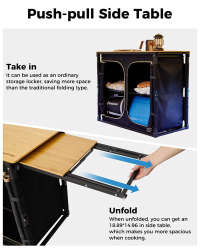 KingCamp BAMBOO PLUS Folding Camping Kitchen Table with Sink