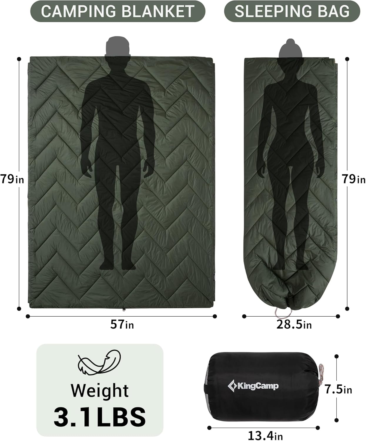 KingCamp Solid Sherpa Fleece Camping Blanket