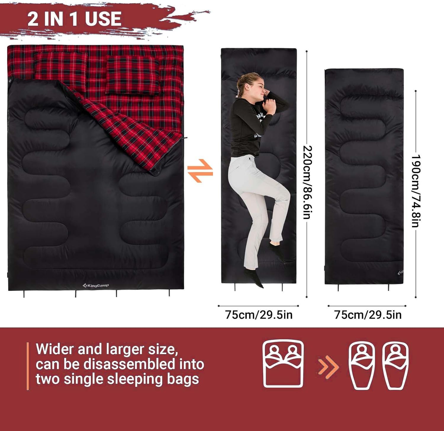 KingCamp 3 Season Double Sleeping Bag