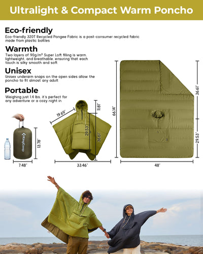 KingCamp MURANO 180 Hooded Outdoor Poncho Blanket | BOGO