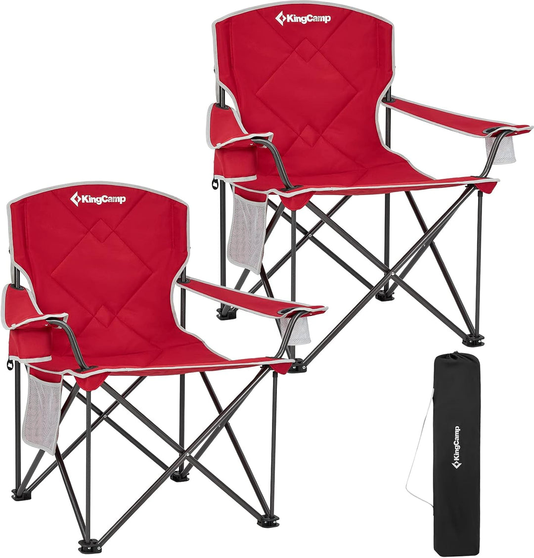 north camp campingstuhl KingCamp Extra Large Oversized Folding Camping Chairs Red / 2-Pack