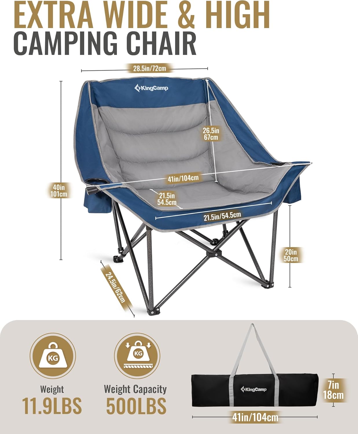 KingCamp CANNA C10 PLUS Oversized Padded Camping Chair
